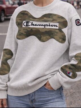 Reworked Champion 100th Anniversary Reverse Weave Sweatshirt Camo & Gamecocks